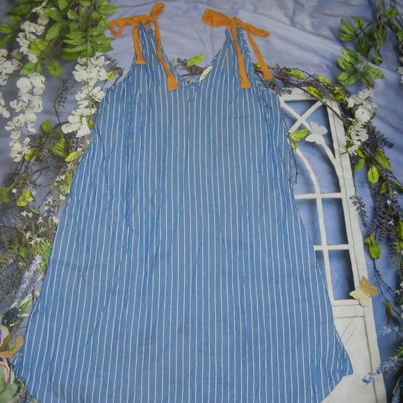 Matilda Jane Other - Matilda Jane Sandy Seashell Blue & White Striped Cotton Cover-up Dress Small